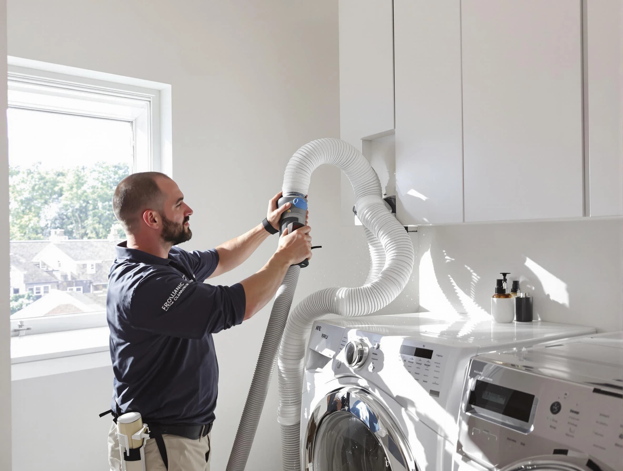 Certified Santa Ana Dryer Vent Cleaning technician performing dryer vent cleaning in Santa Ana